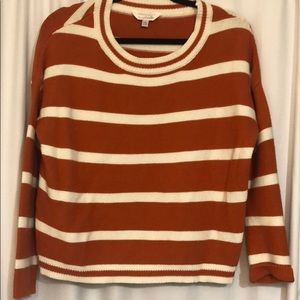 Burnt Orange and White Striped Sweater